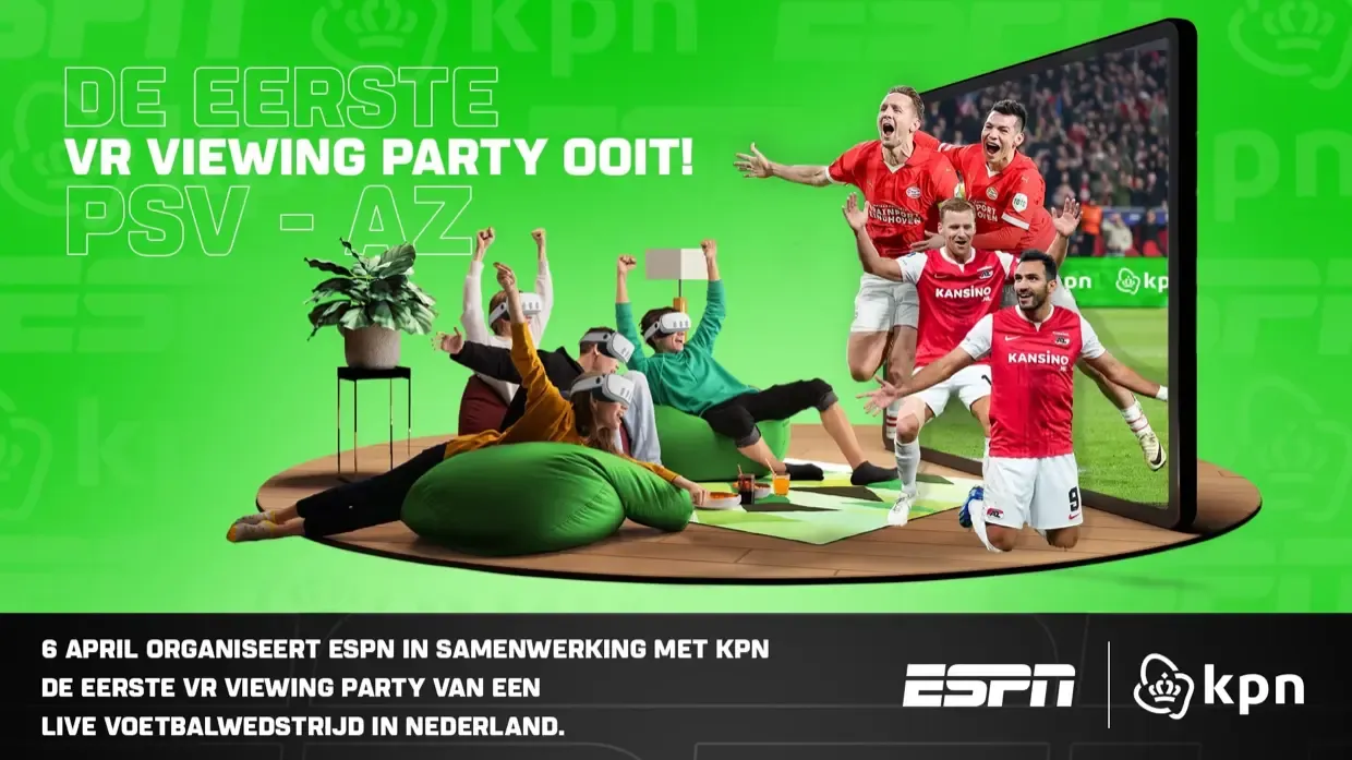 ESPN’s promotional campaign for PSV–AZ on 6 April 2024. KPN’s event announcement.