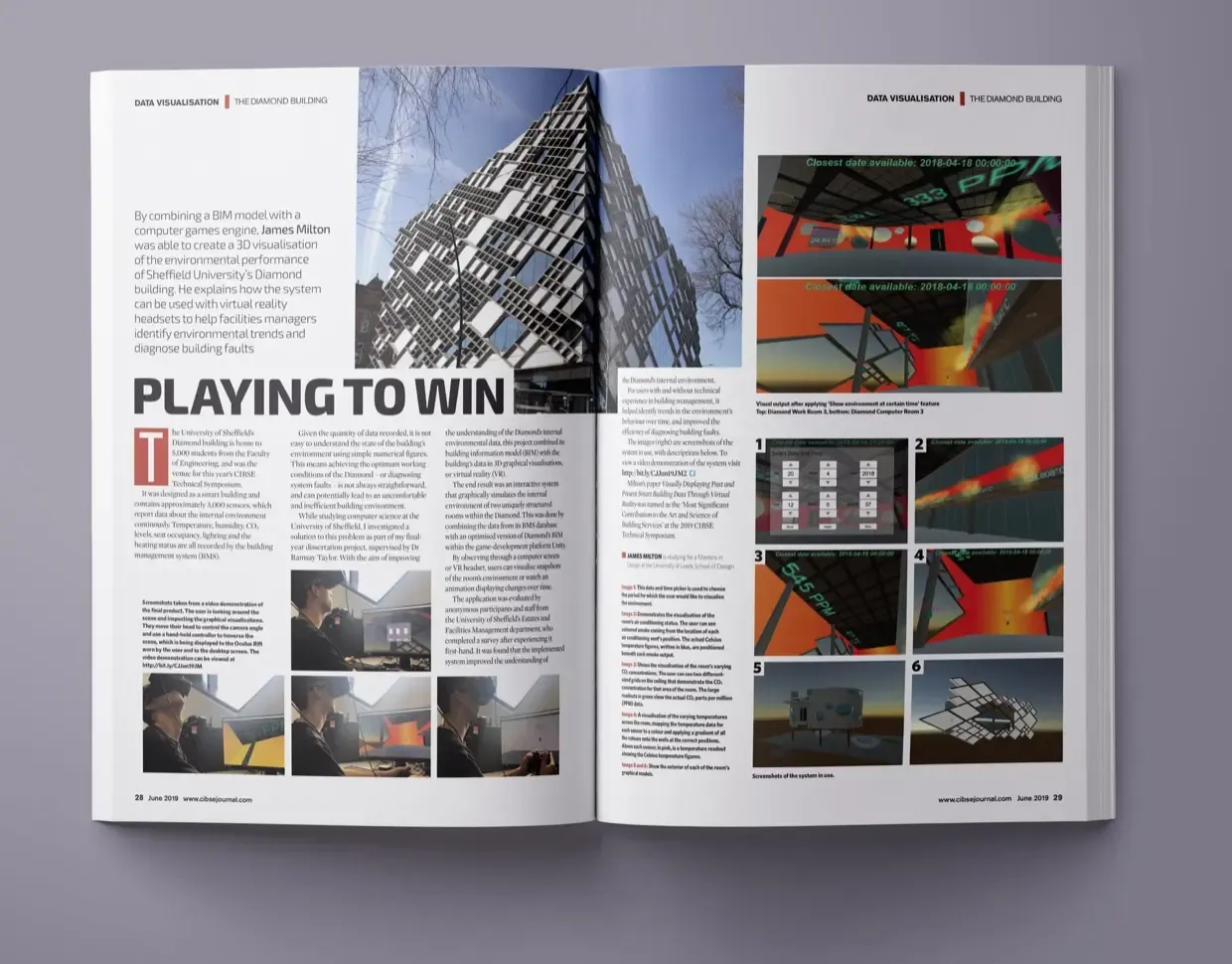 Playing to Win, James Milton’s published article on visualising smart building data in virtual reality